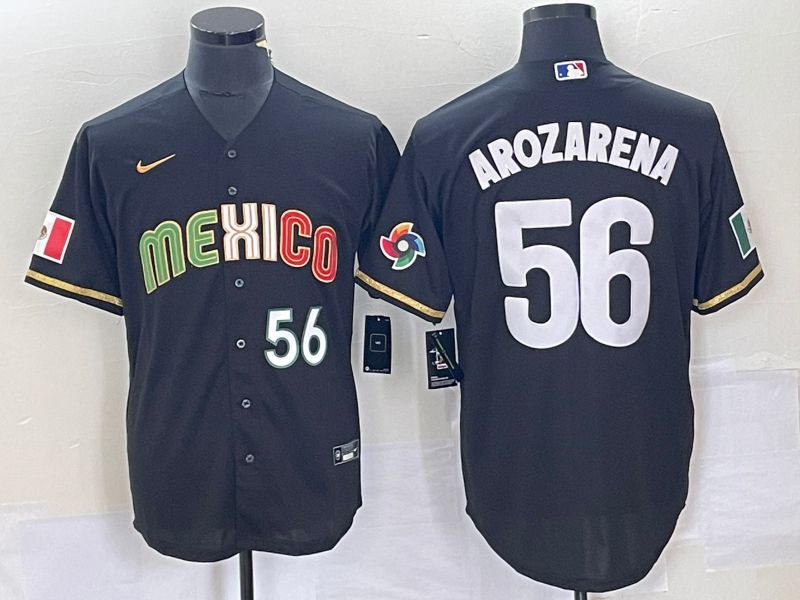 Men 2023 World Cub Mexico 56 Arozarena Black Nike MLB Jersey7